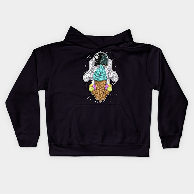 astronaut with ice cream Kids Hoodie by PaperHead